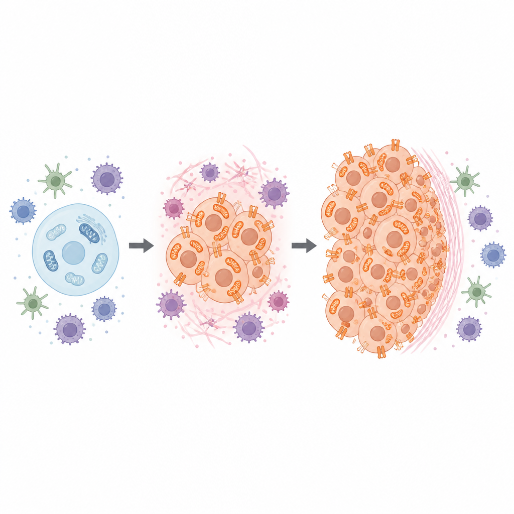 Figure 1. Come un piccolo cancello mitocondriale in molti tumori altera l’uso dell’energia e indebolisce la difesa immunitaria.