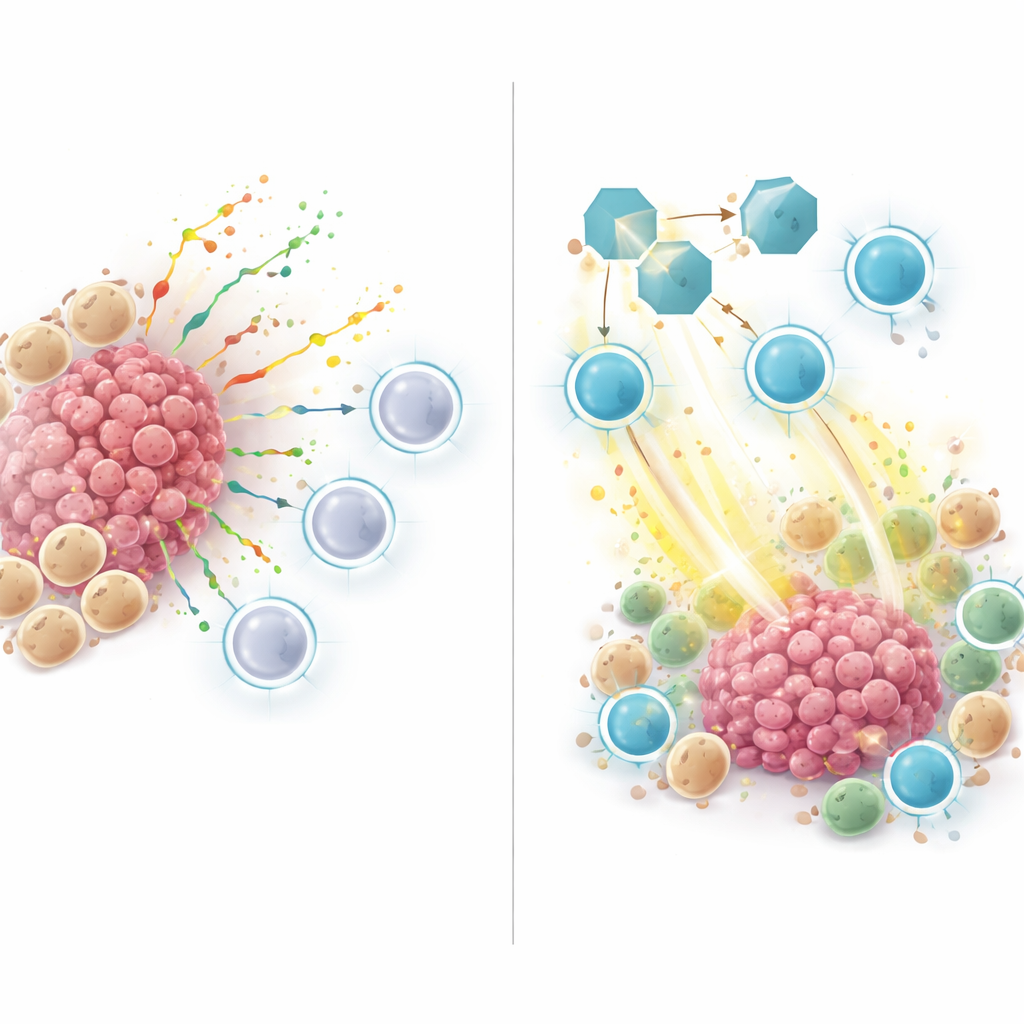Figure 2. Blocking a suppressive signal frees killer T cells to attack lung tumors more effectively