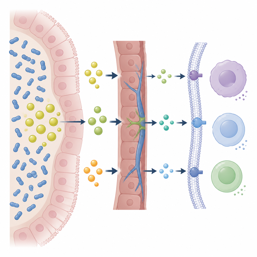Figure 2. Vista paso a paso de un microbio probiótico que convierte la bilis en formas más suaves que alivian el estrés inmunitario en la placenta.