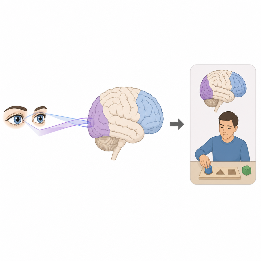 Figure 1. Come il glaucoma oculare modifica le reti cerebrali e le capacità cognitive quotidiane.