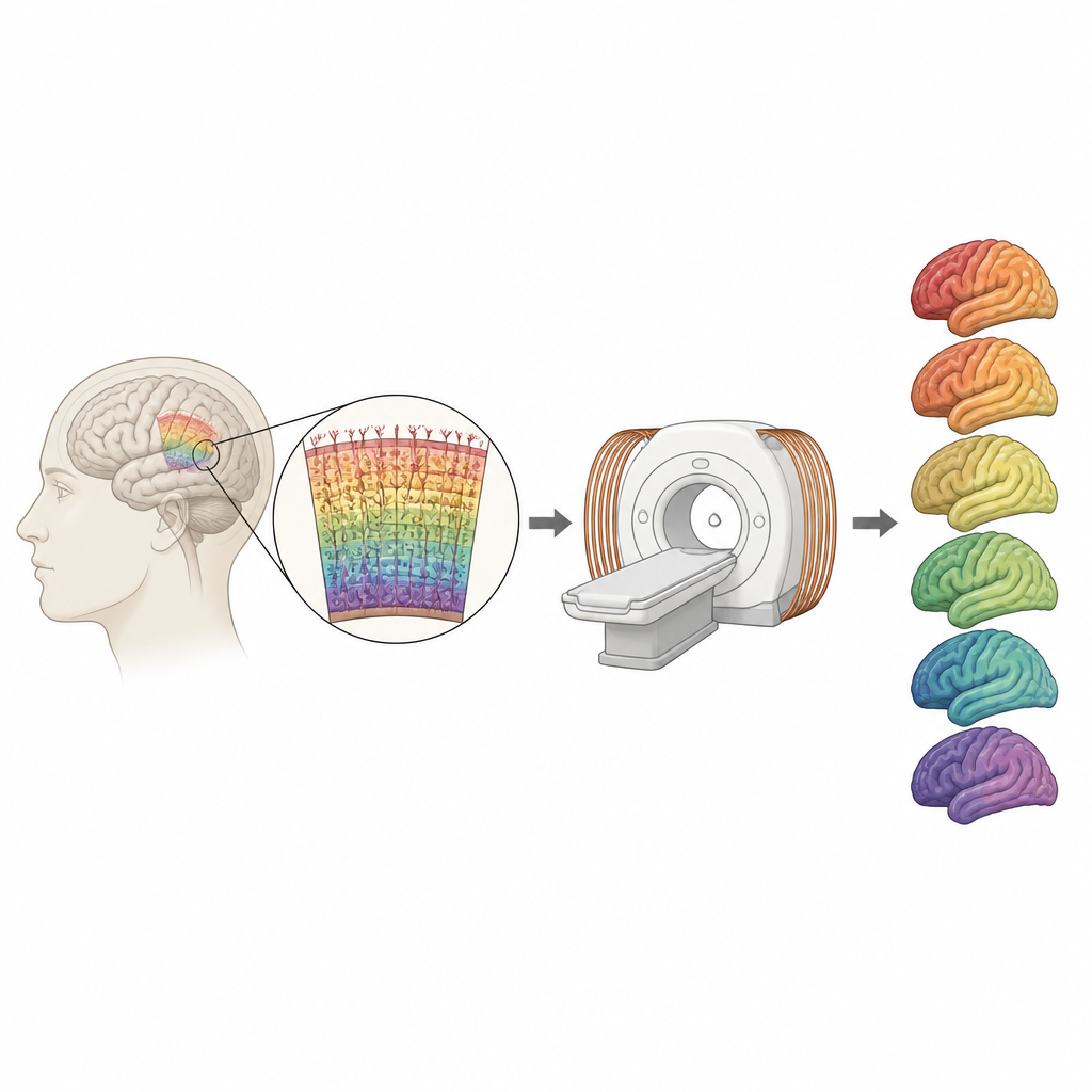 Figure 1. Nieuwe MRI-scans laten de gelaagde structuur van het oppervlak van de hersenen zien terwijl mensen nog leven.
