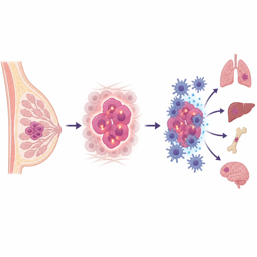 Figure 1. How a high level of a tumor protein links to faster spread in a hard-to-treat breast cancer subtype.