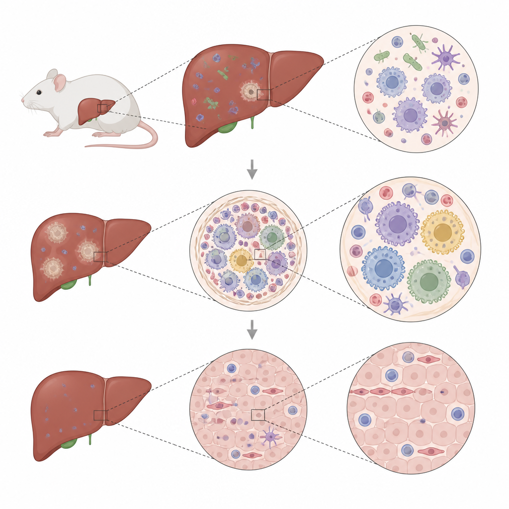Figure 1. How liver immune clusters reshape cell membranes to balance parasite control and inflammation.