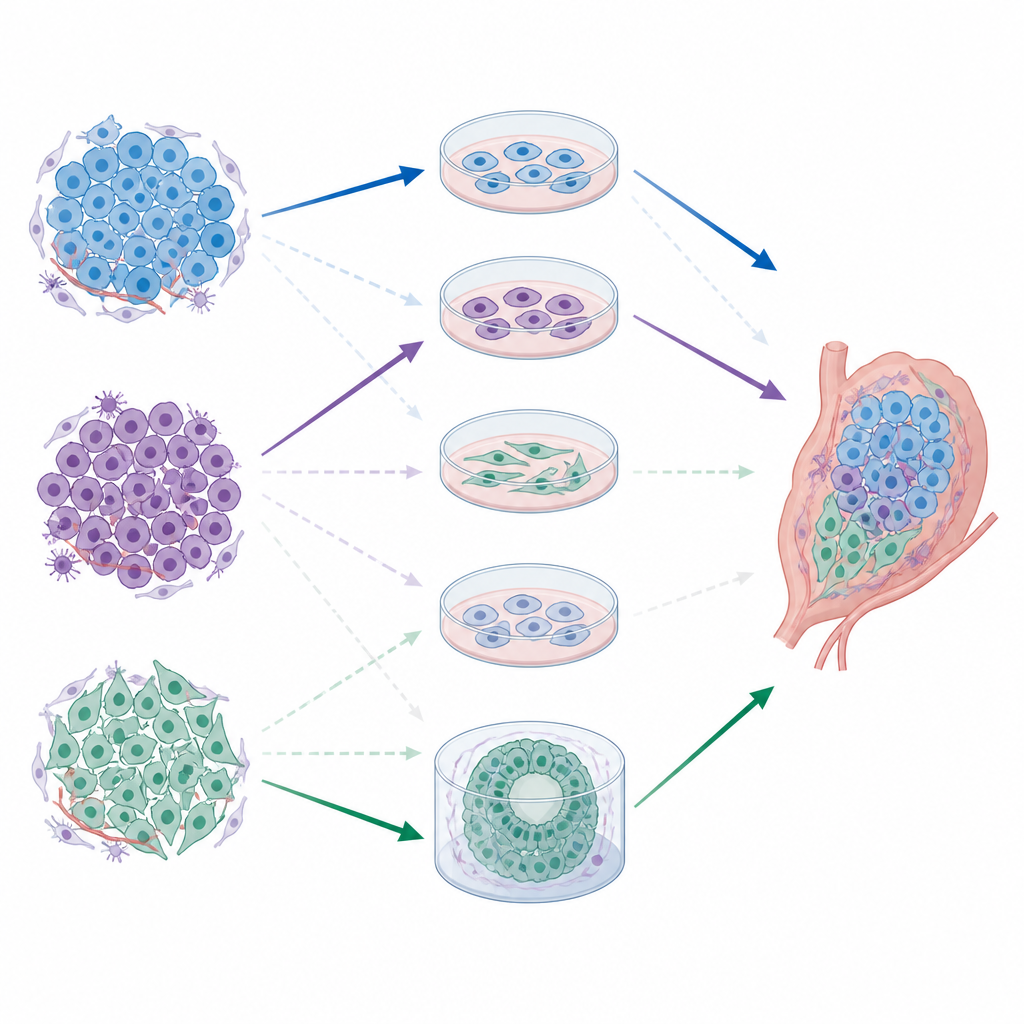 Figure 2. Отслеживание связи между различными подтипами рака предстательной железы и конкретными клеточными линиями и органоидами, которые лучше всего воспроизводят их поведение.