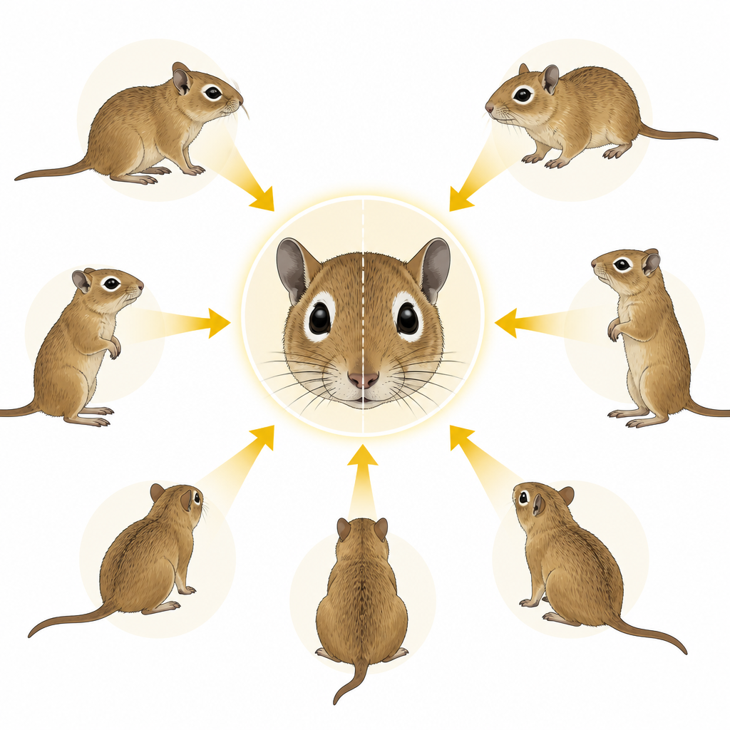 Figure 2. How white eye circles around both eyes create a balanced face that other day-active rodents are drawn to approach
