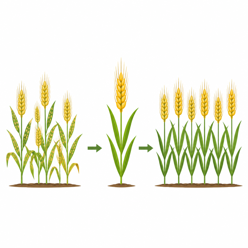 Figure 1. Eski emmer buğdayı, modern buğday yapraklarını powdery mildew enfeksiyonundan uzak tutan basit bir genetik kalkan sunar.