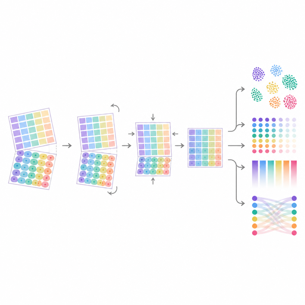 Figure 2. Ausrichtung grober chemischer Pixel mit feinen Zellkarten, um zu enthüllen, welche Moleküle mit welchen Zelltypen zusammenliegen.