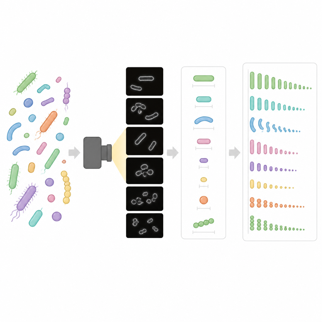 Figure 1. Wie Deep Learning leuchtende bakterielle Umrisse in Größenkarten über viele Stämme hinweg verwandelt