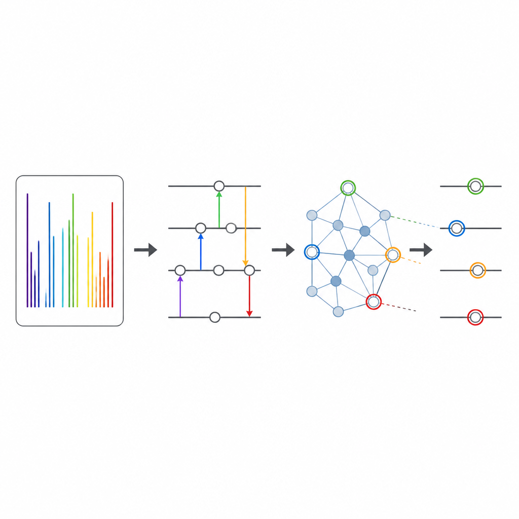 Figure 1. Un agente AI impara da spettri e teoria per mappare i livelli energetici atomici molto più rapidamente dell’analisi manuale.
