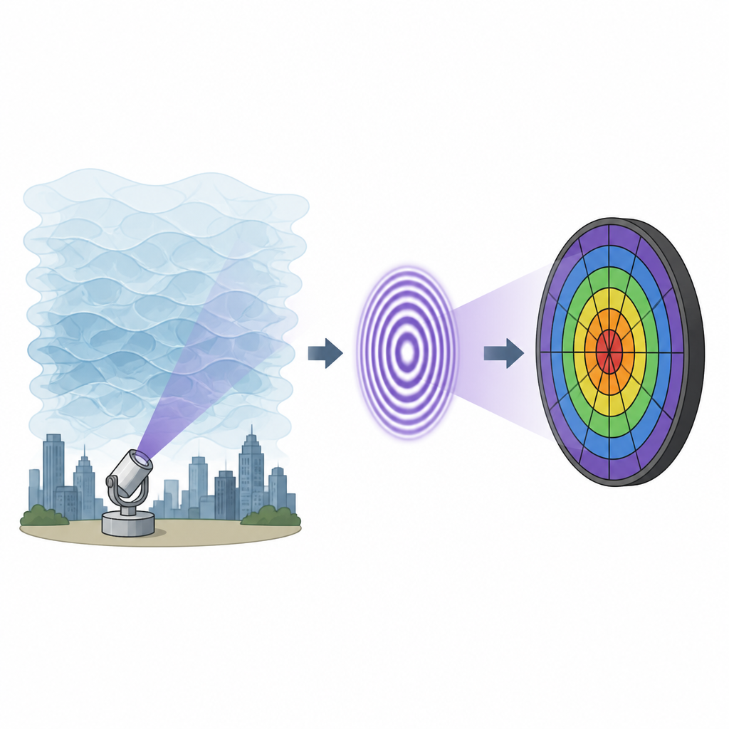 Figure 1. Come un fascio di luce strutturato e intrecciato rivela la turbolenza variabile mentre attraversa una porzione d’aria.