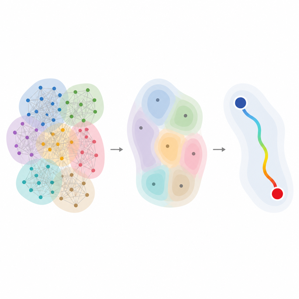 Figure 1. Cómo medir la distancia en conexiones grupales complejas revela la estructura