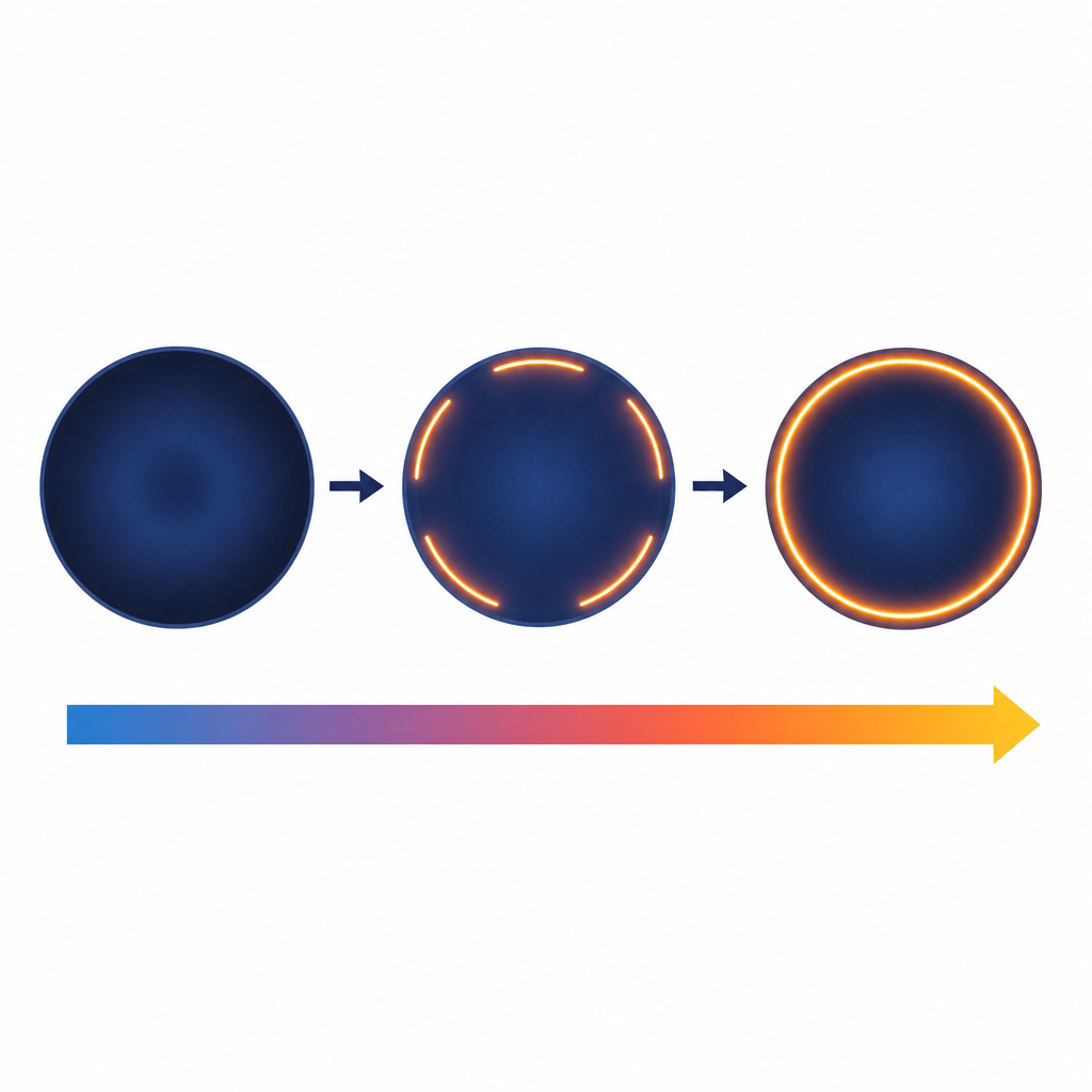 Figure 1. Come la variazione del contenuto di carica negli ossidi di rame spinge un materiale da isolante attraverso uno stato a pseudogap fino a diventare metallo normale.