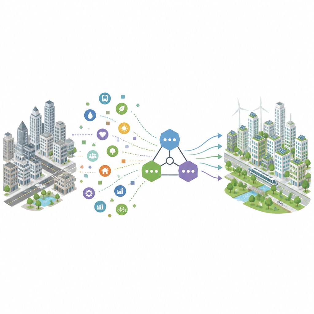 Figure 1. AI agents help cities turn complex urban data into healthier, fairer and more sustainable neighborhoods.