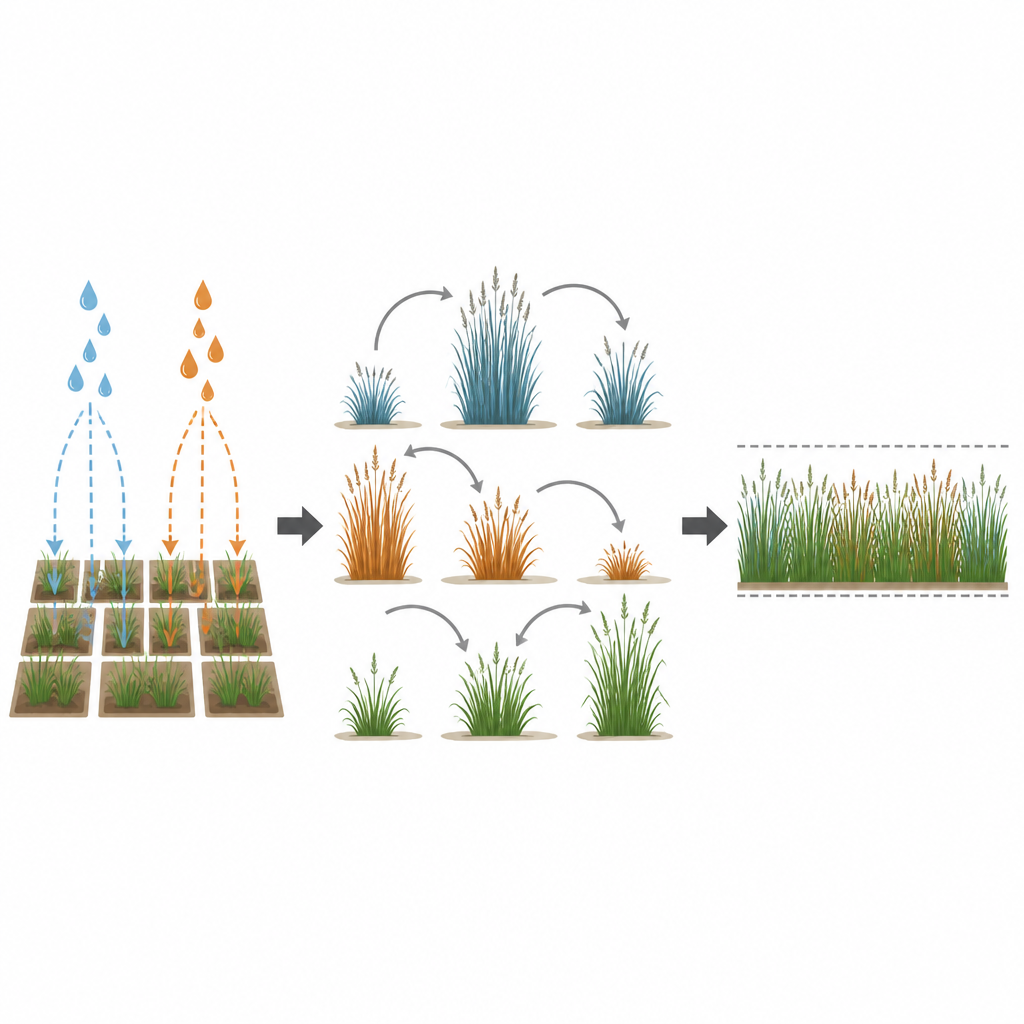 Figure 2. Come l'aggiunta di azoto e fosforo fa sì che le specie erbacee dominanti si alternino, così che l'intero pascolo rimanga stabile nel tempo