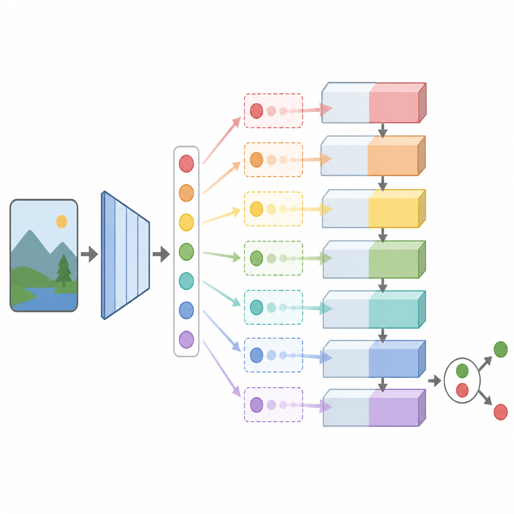 Figure 2. Come un vettore concettuale regola gli strati di una rete neurale permettendo allo stesso circuito di risolvere diversi compiti binari basati su immagini.