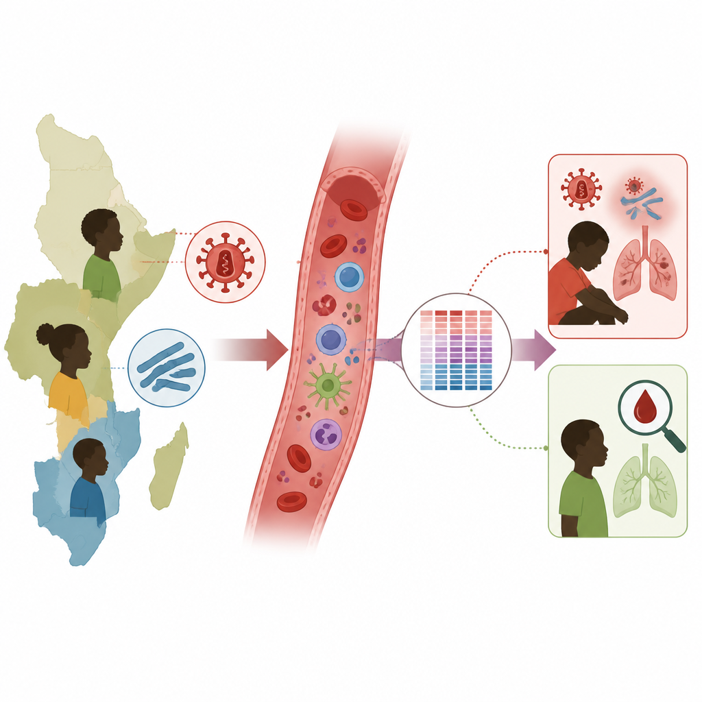 Figure 1. Wie die Genaktivität im Blut afrikanischer Kinder verborgene Hinweise auf Tuberkulose über Regionen hinweg offenlegt