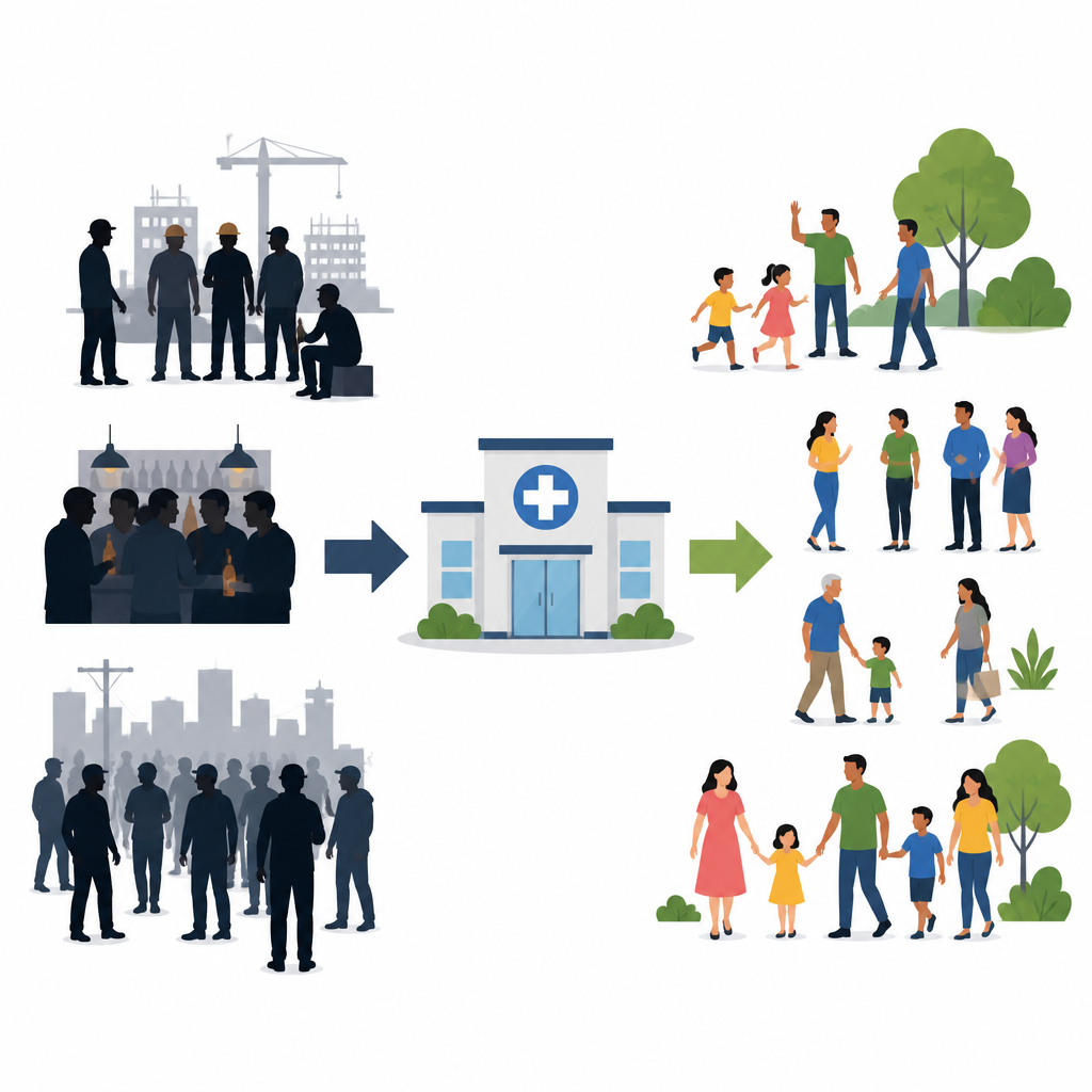 Figure 1. Helping men get TB care and reduce risk can protect whole communities from tuberculosis.