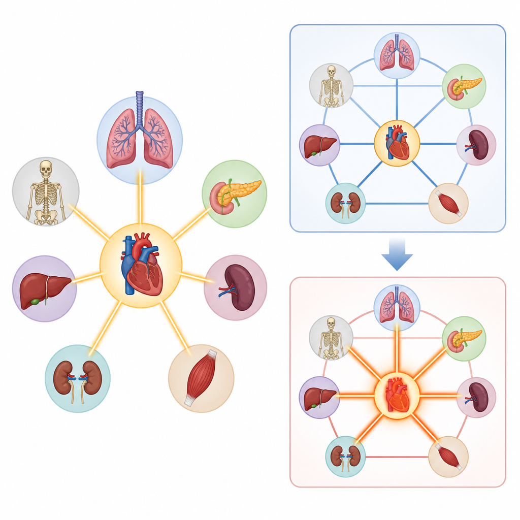 Figure 2. Come le connessioni alterate attorno al cuore destro nelle reti di organi basate su PET rivelano l’ipertensione arteriosa polmonare.