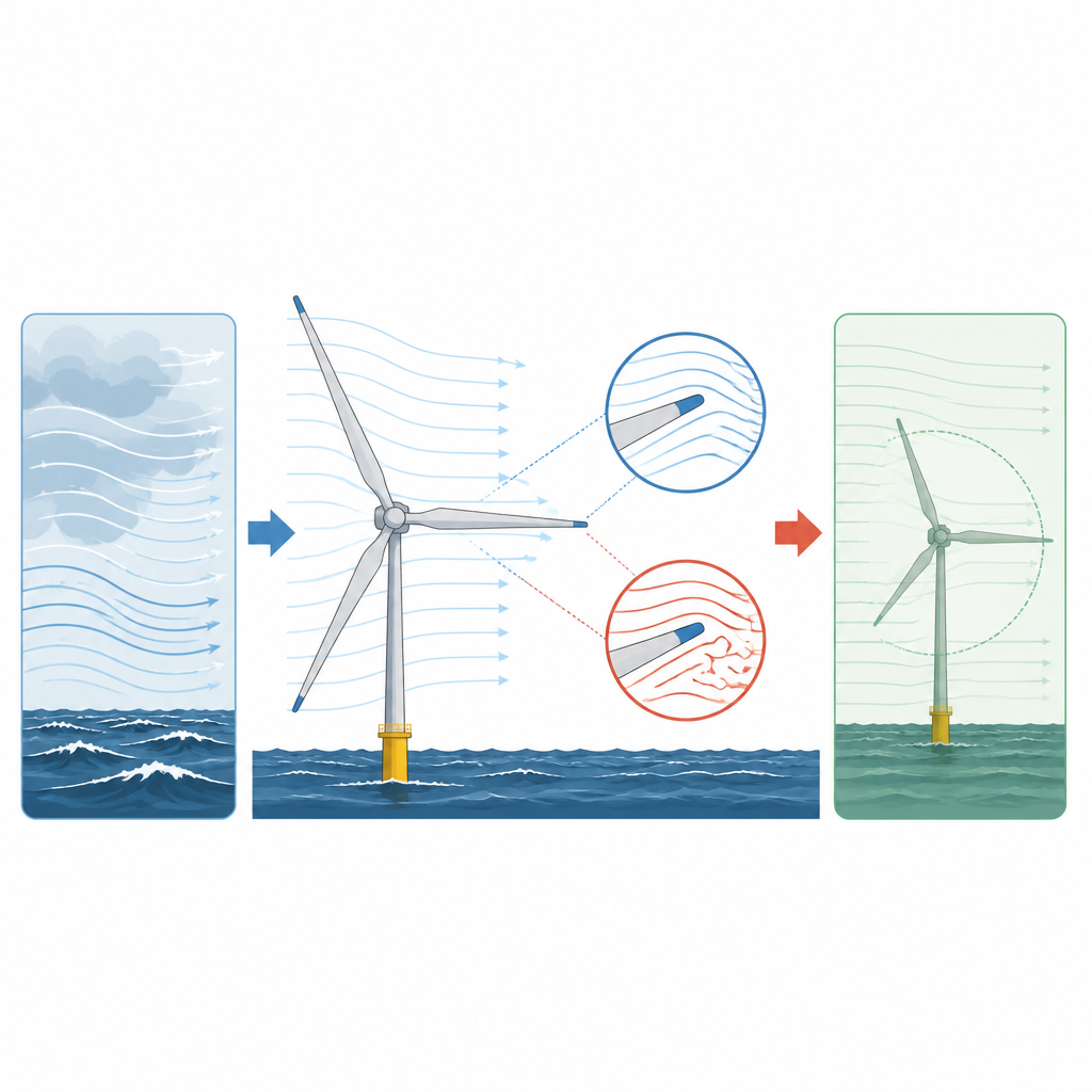 Figure 1. Hoe enorme offshore-windturbines de lucht bij hun bladtips kortstondig bijna aan de geluidssnelheid kunnen brengen en waarom dat van belang is voor de veiligheid.