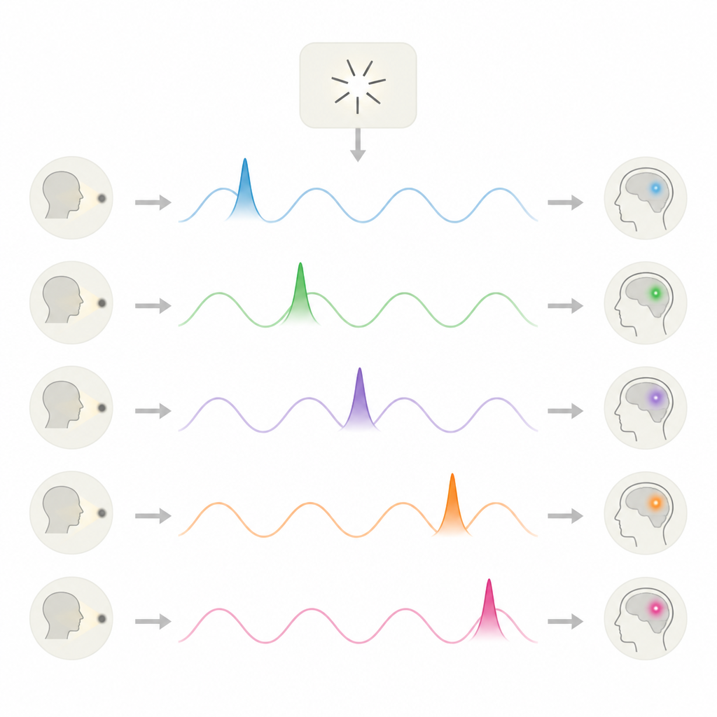 Figure 1. Singoli momenti brevi di alta sensibilità percettiva si allineano con i ritmi cerebrali continui in ogni prova.