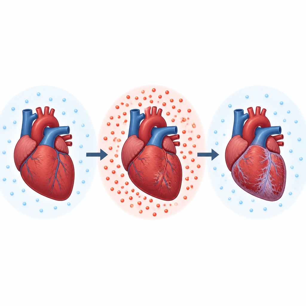 Figure 1. Un periodo iniziale di glicemia alta può lasciare cicatrici durature nel cuore anche dopo il ritorno della glicemia alla normalità.