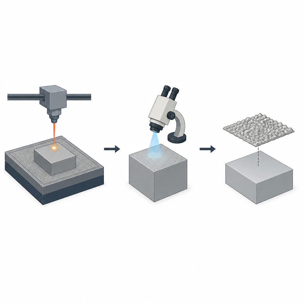 Figure 1. Von der gedruckten Metalloberfläche zur klaren Trennung von glatter Form und rauer Textur in einem übersichtlichen Arbeitsablauf.