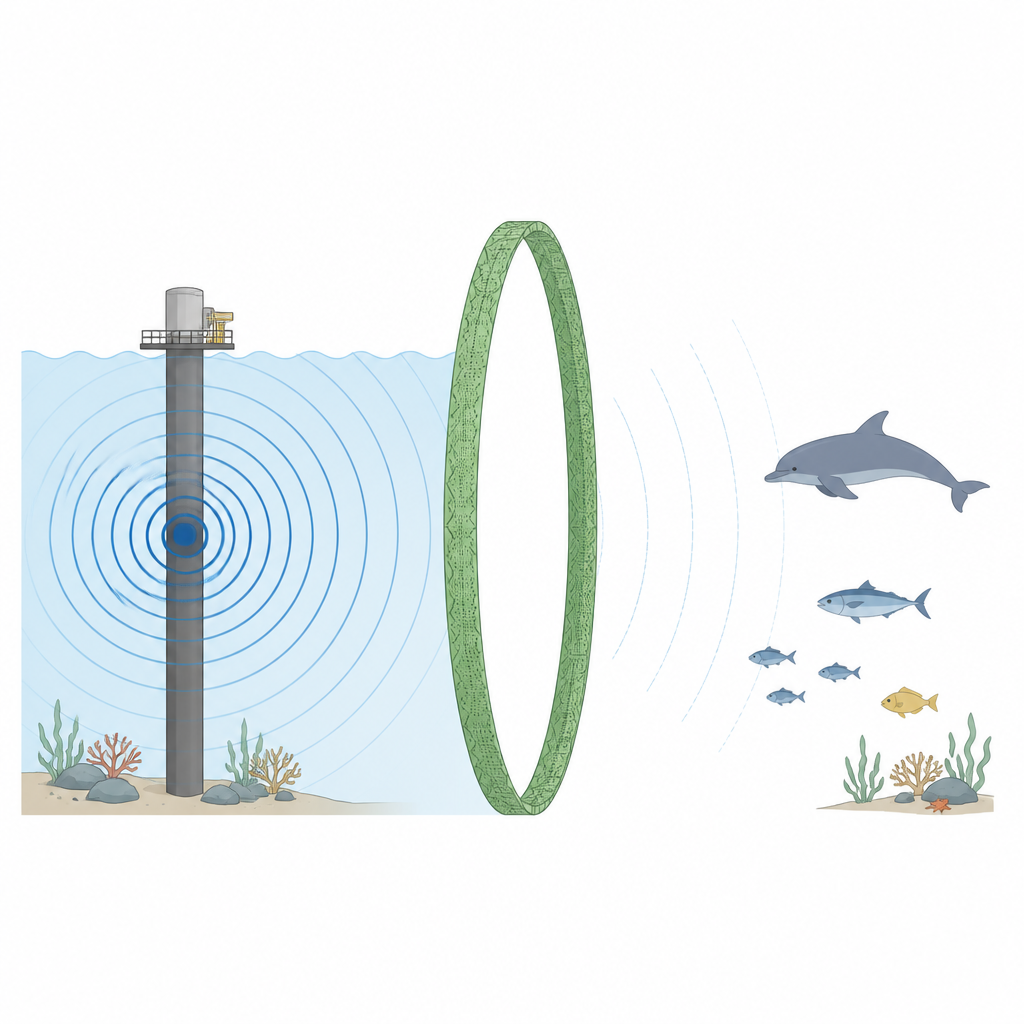 Figure 1. Thin underwater ring around a noisy structure greatly reducing sound reaching nearby marine life.