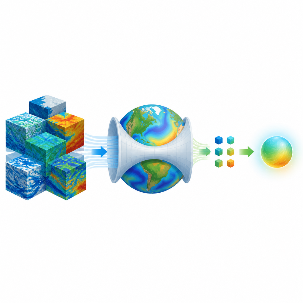 Figure 1. Turning massive globe-wide climate simulations into compact, easy-to-use summaries without losing key patterns.