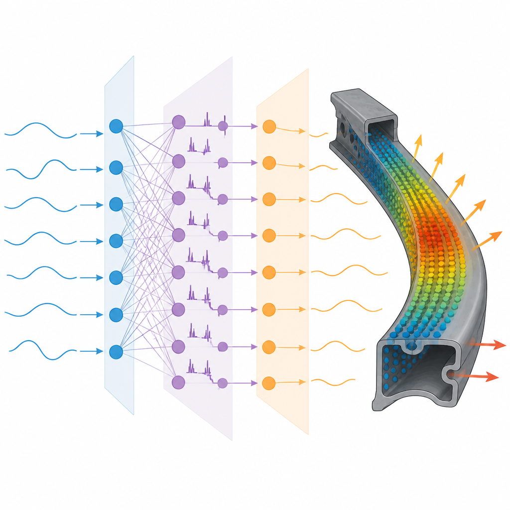 Figure 2. Spikende Neuronen steuern, wie sich jeder Punkt einer Metallstruktur verformt, und reduzieren so den Energieverbrauch im Solver.