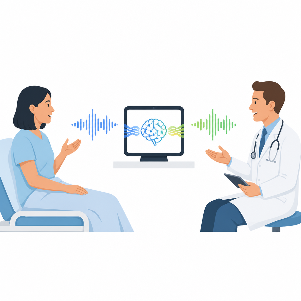 Figure 1. AI‑hulpmiddel helpt artsen en patiënten die verschillende talen spreken elkaar tijdens bezoeken te begrijpen