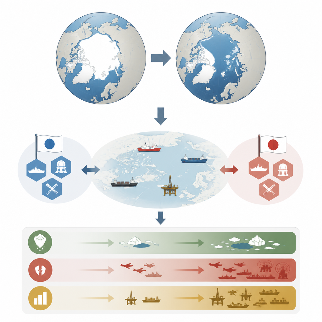 Figure 1. Hoe het smelten van het Arctische ijs de aandacht verschuift van klimaatzorgen naar machtsstrijd en concurrentie om hulpbronnen.