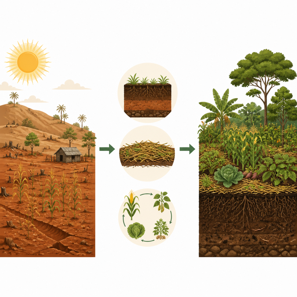 Figure 1. How soil-friendly farming practices can turn tired tropical fields into healthier, more productive landscapes.