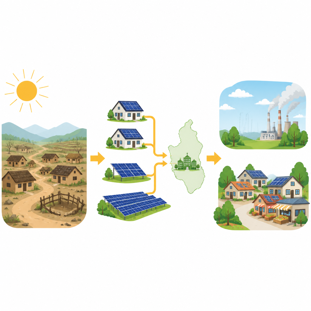 Figure 1. Solar panels in poor villages turn sunlight into income and cleaner air for rural communities.