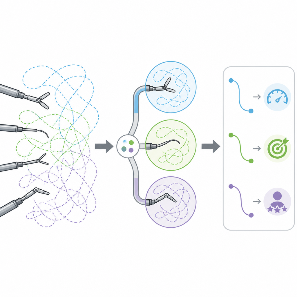 Figure 2. How classifying instruments by job reveals simpler motion patterns that better predict task speed and surgeon experience.