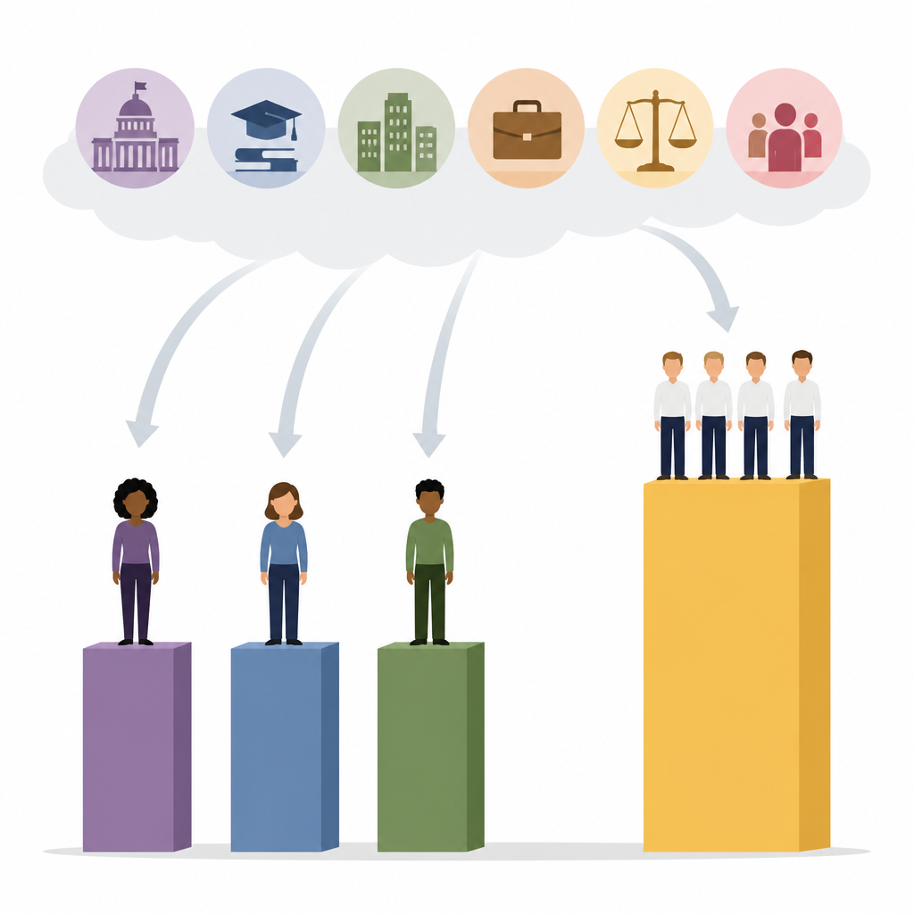 Figure 1. How overlapping gender and race identities shape US wage gaps and extra advantages for white men.