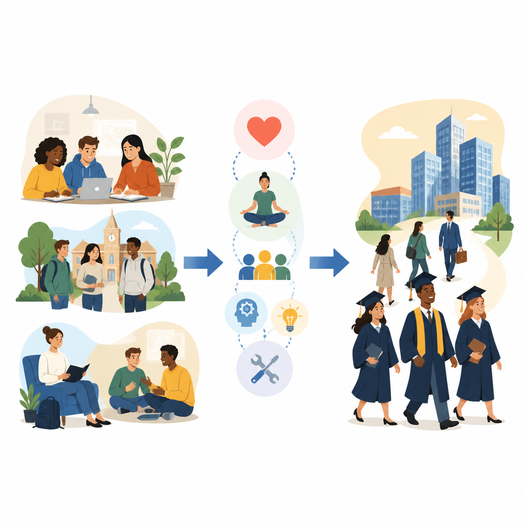 Figure 1. Happy student life and strong skills together support better learning and future opportunities.