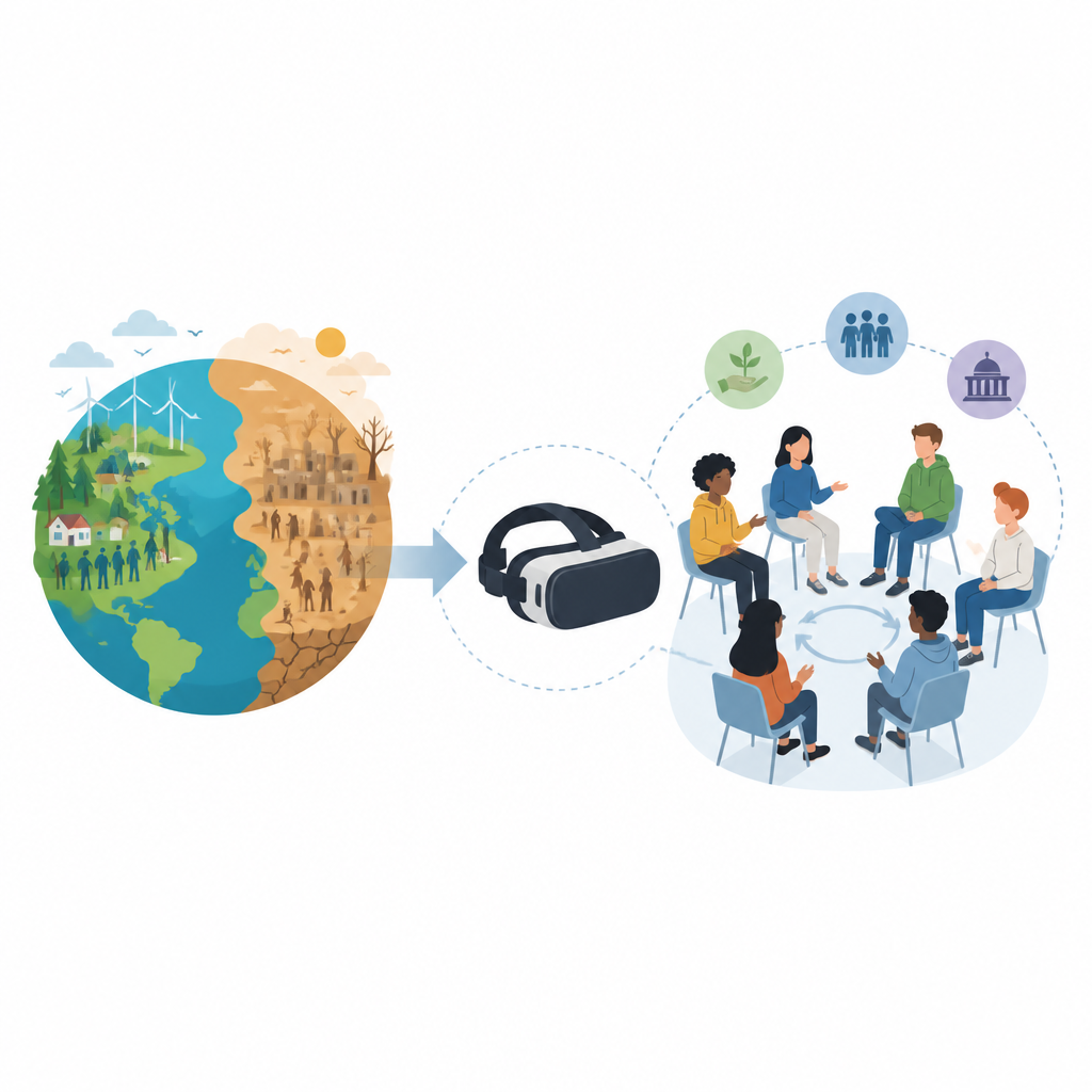 Figure 1. How virtual reality helps students see climate change as a real social issue they can talk about and act on.