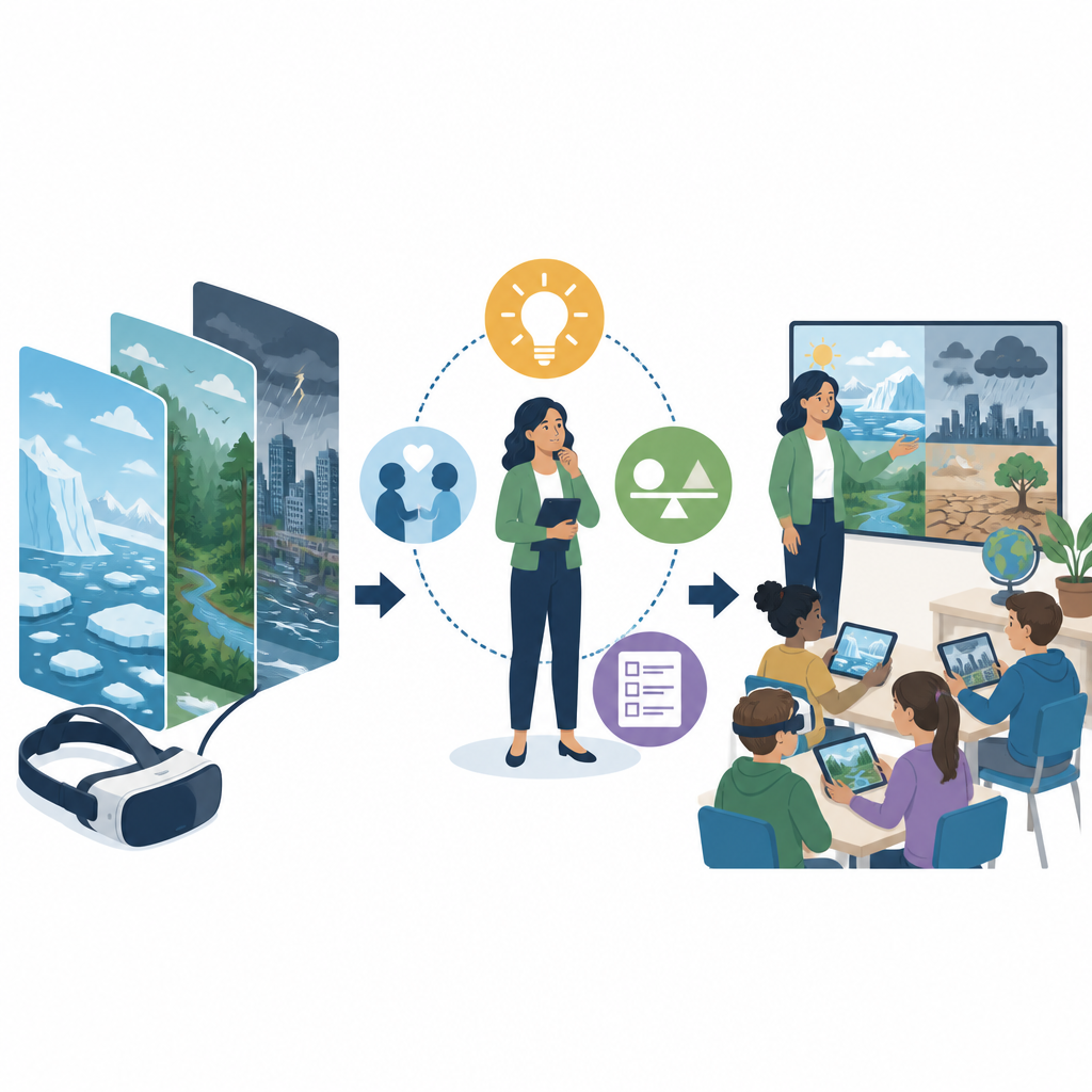 Figure 2. How virtual reality experiences shape future teachers’ step by step design of climate change lessons in social studies.