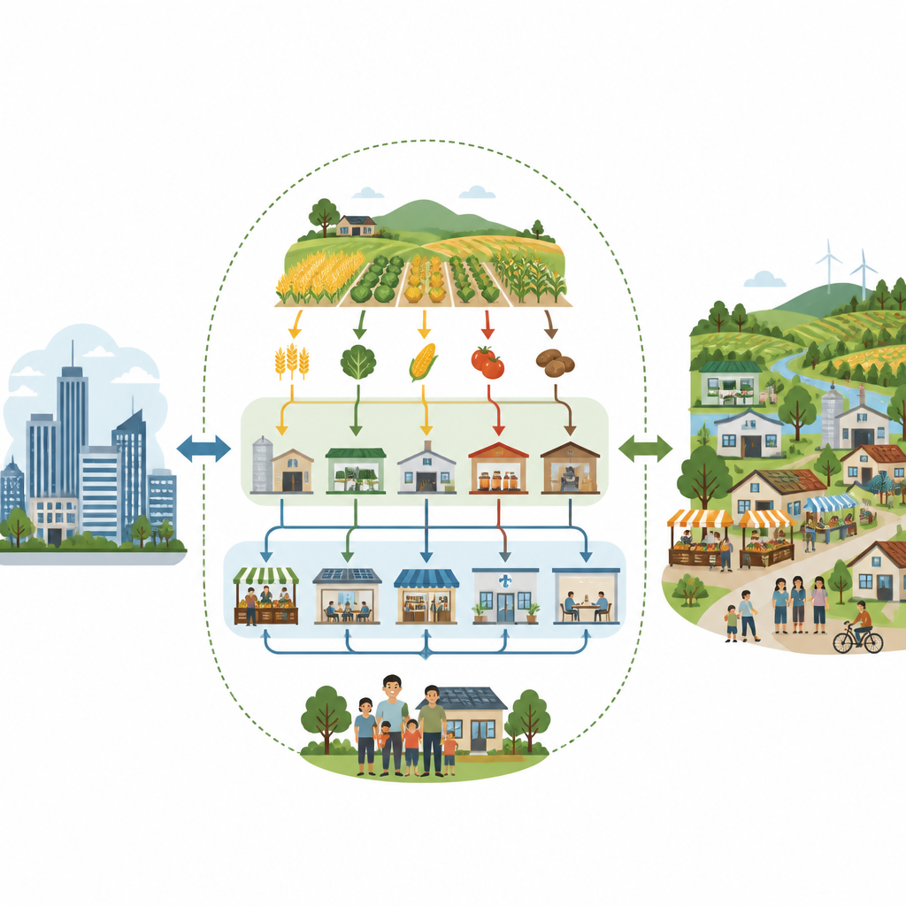 Figure 1. How linking farms, small factories and services can lift village incomes and reduce the gap with cities.
