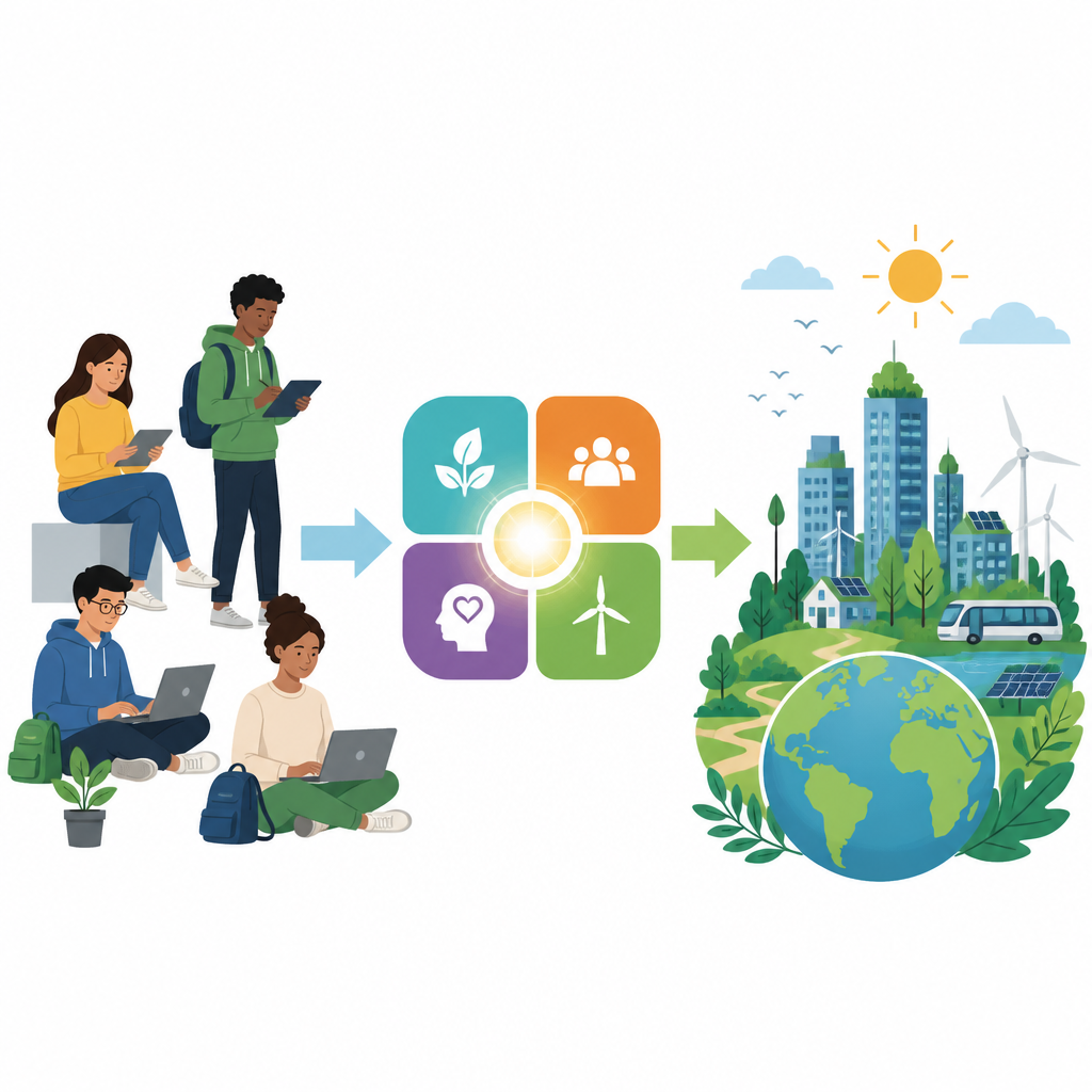 Figure 1. How university courses and AI tools together help students become more ready to tackle climate change in daily life.