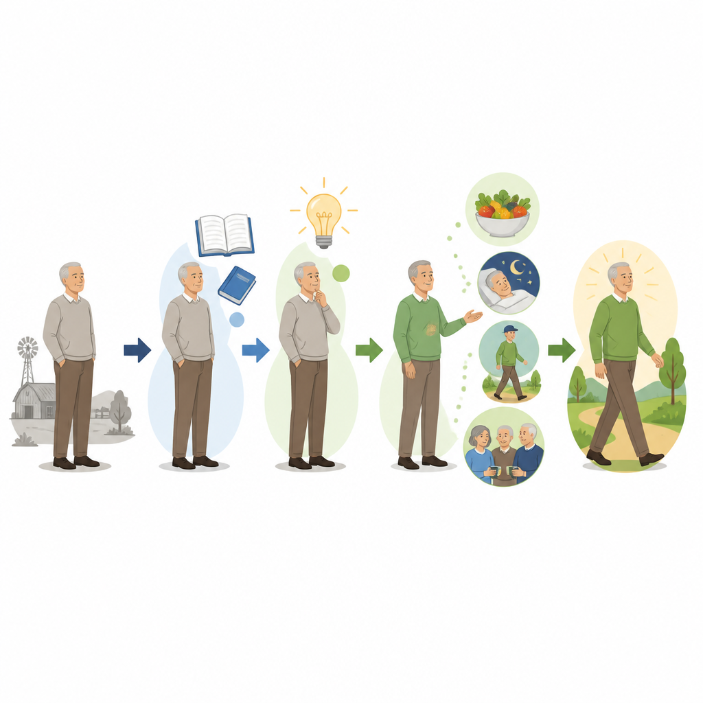 Figure 2. Una panoramica passo dopo passo di come l E9ducazione acquisita porta a un E0 alimentazione, sonno, movimento e attivit E0 sociale migliori.