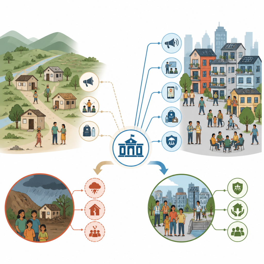 Figure 1. Urban and rural neighbors on a fault line face very different paths to disaster readiness.