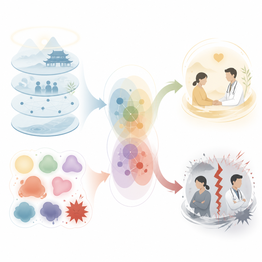 Figure 2. How shared cultural expectations and personal emotions blend to turn a trusted healer into either ally or enemy.