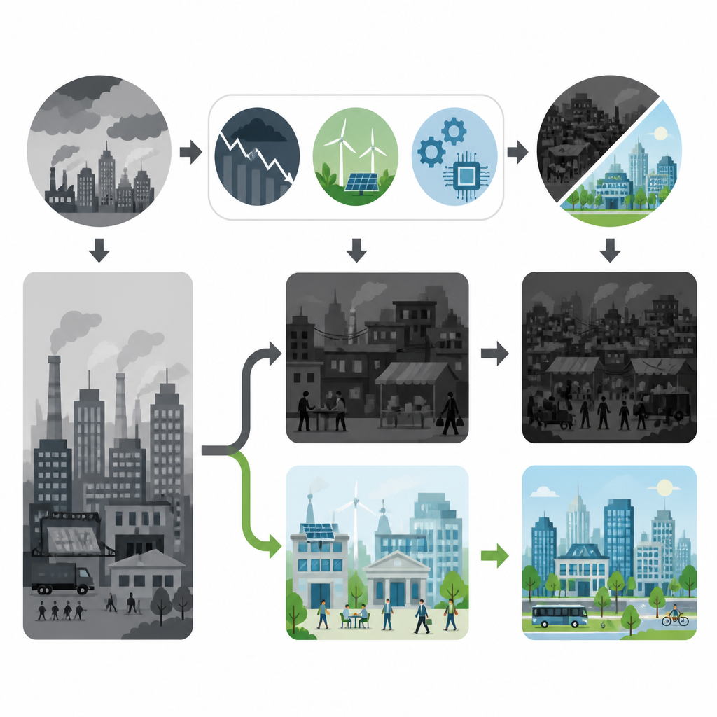 Figure 1. How policy stability and green innovation can move work from the hidden economy into the formal one.