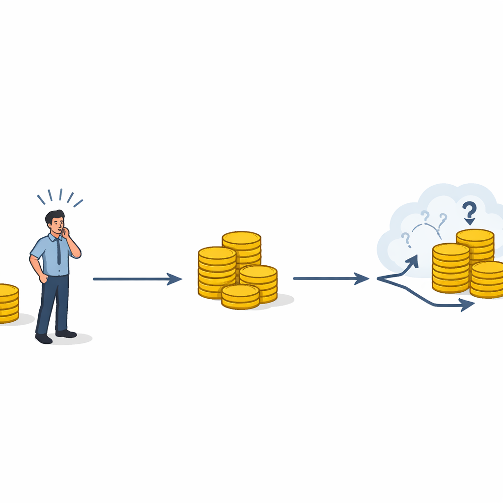 Figure 1. How people weigh a small reward now, a sure larger reward later, and a risky larger reward with equal gains.