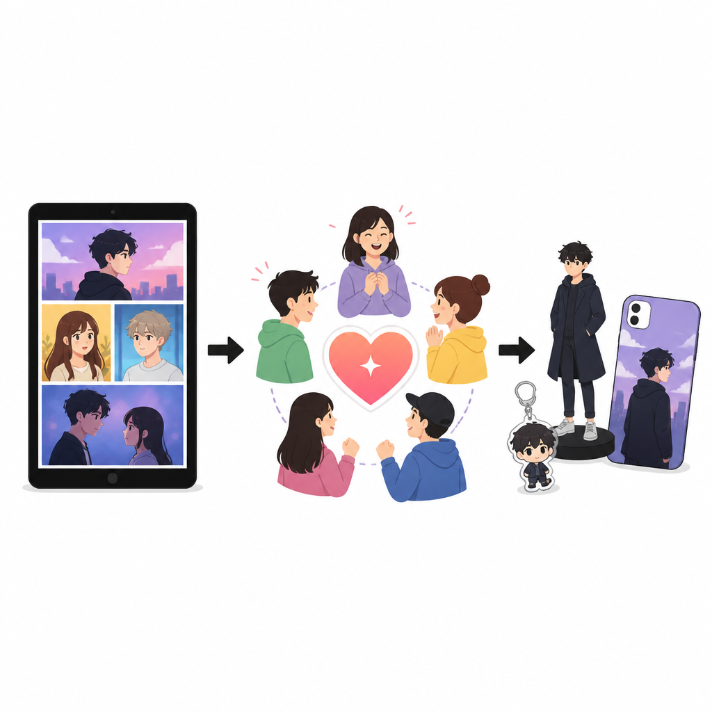 Figure 1. How reading webtoons turns people into fans who value owning character-themed goods.