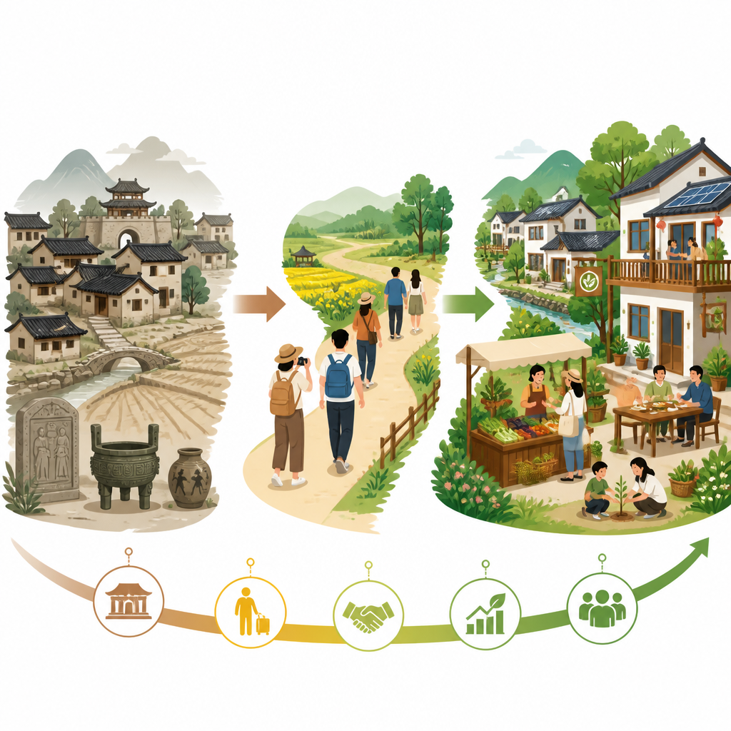Figure 1. How China’s rural heritage and tourism work together to revive village life and support local communities.