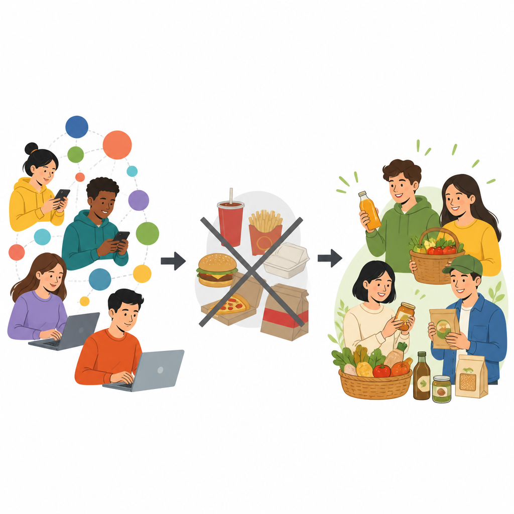 Figure 1. How social media stories move young people from foreign fast food to trusted local brands.