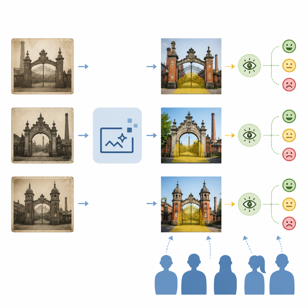 Figure 1. How restored images and eye tracking reveal what draws us to historic factory gates.