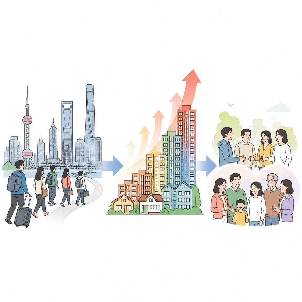 Figure 1. Migrant arrivals raise city housing wealth and help ease tension between longtime residents and newcomers.